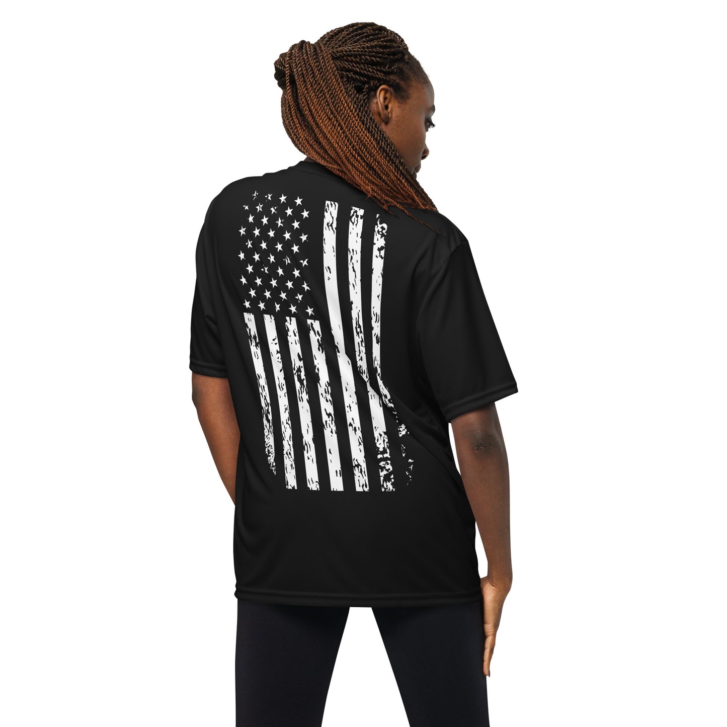 distressed flag Unisex performance crew neck t-shirt