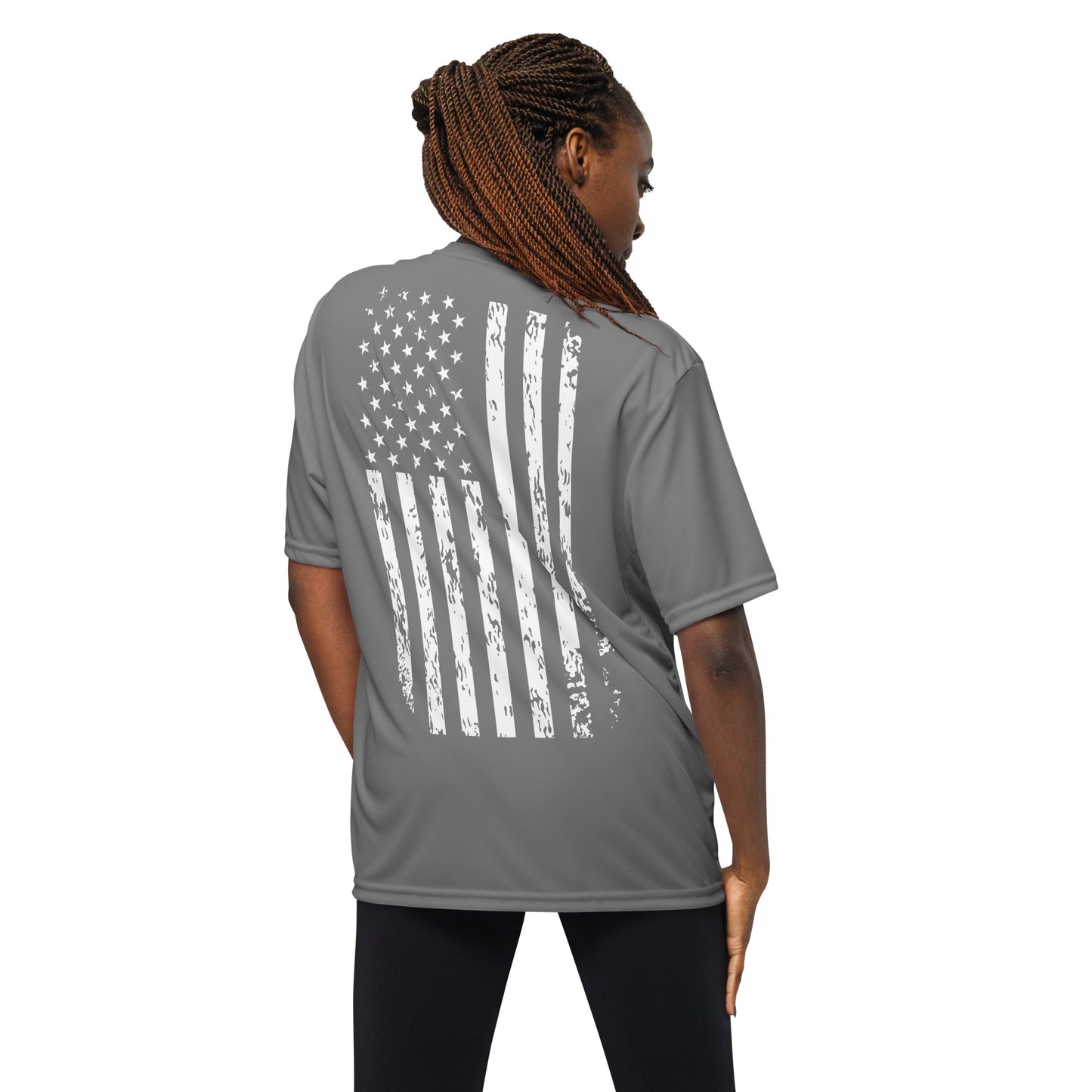 distressed flag Unisex performance crew neck t-shirt