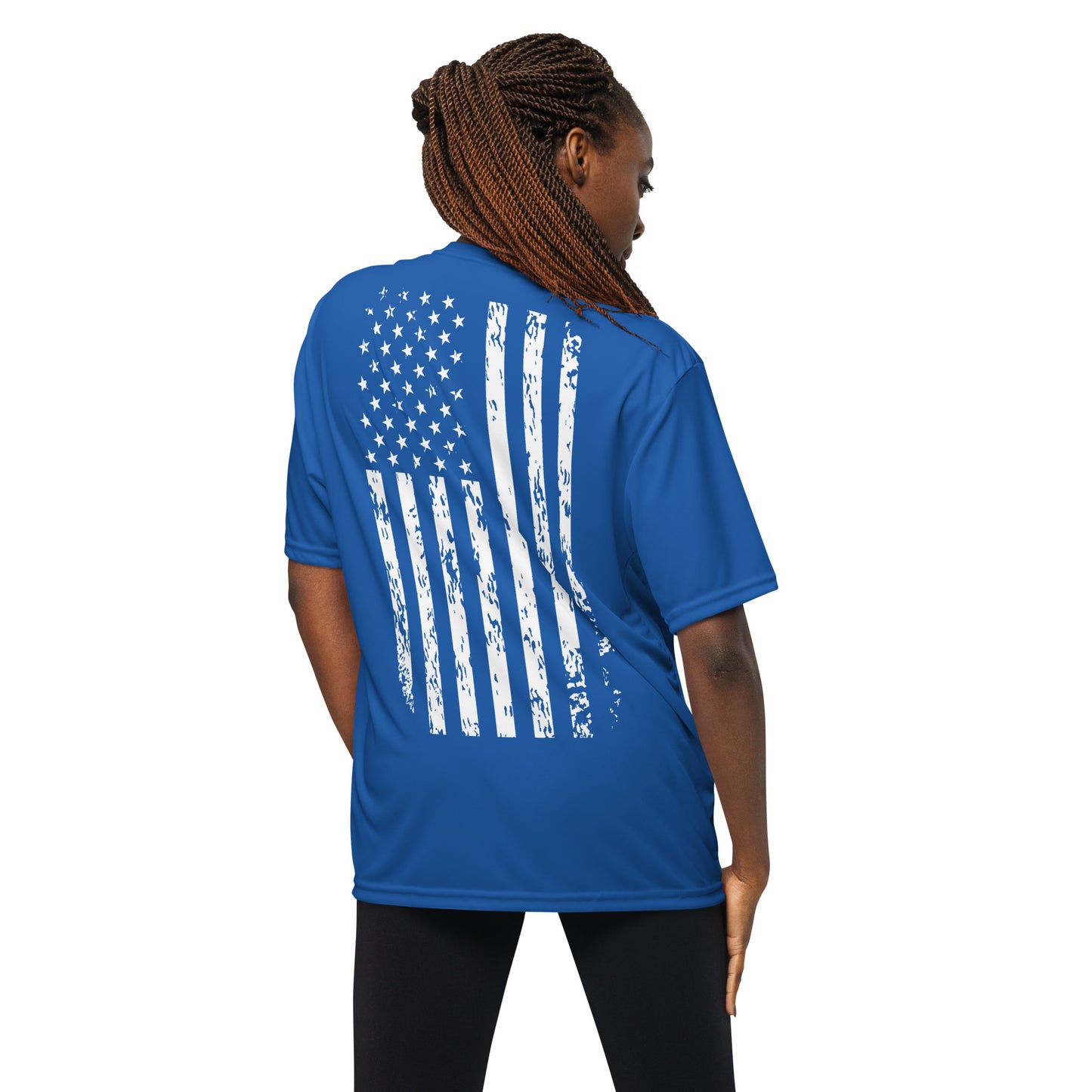 distressed flag Unisex performance crew neck t-shirt